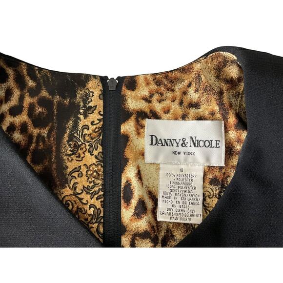 Danny & Nicole Women's 10 Black Gold Dress Button Front Leopard Print Skirt - Picture 3 of 10